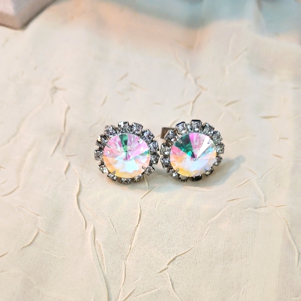 Vintage Rivoli Rhinestone Huge Cufflinks Mens/ Womens